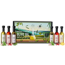 Kiri & Sons Olive Oil Gourmet Sampler Gift Set of 6 - Premium Extra-Virgin Blend Olive Oil Made In Spain, Natural Flavors Include Herbs, Chili, Spice, Rosemary, Tuscan & Lemon - Gifts for Her, Him