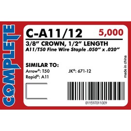 20 Gauge, 3/8" Crown Fine Wire Staple, for Rapid R11 Hammer Tacker (20 Boxes Per Case) - AXXIS-C-A11-12