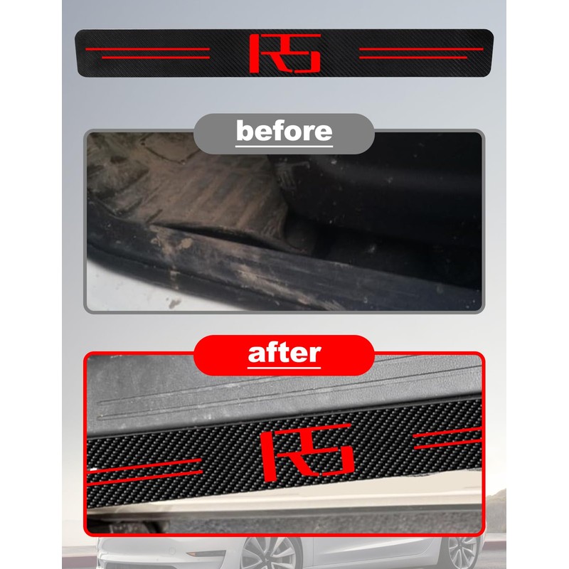 CHIYLE Door Sill Protectors for Chevy Camaro RS, Carbon Fiber