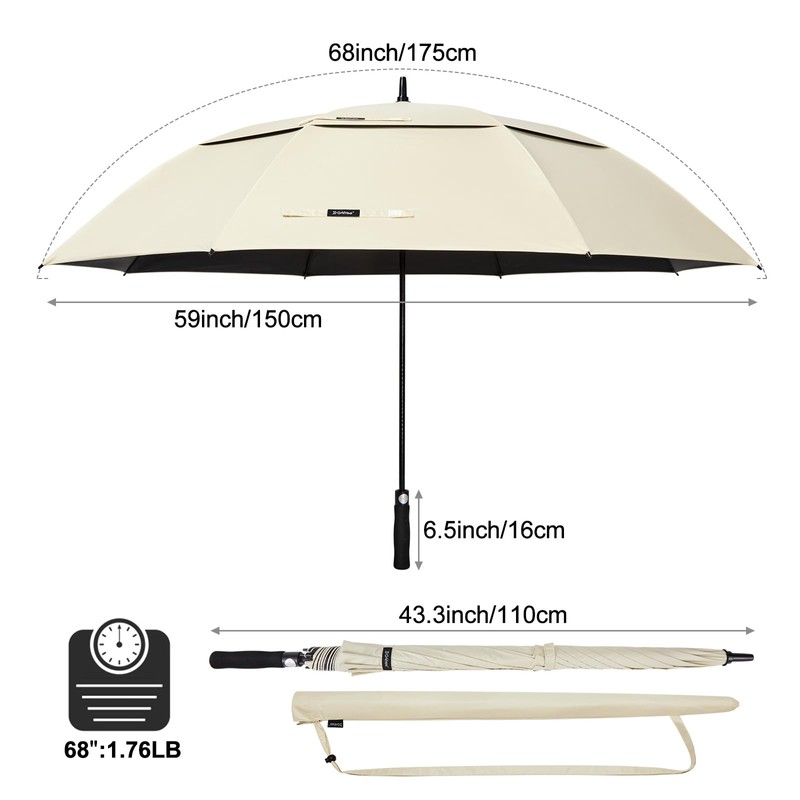 G4Free 68 Inch UV Protection Golf Umbrella Auto Open Vented