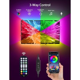 LED Lights for TV Led Backlight, 9.84ft RGB Led Strip Lights USB TV Lights Behind 32-43in TV, APP Remote Control Music Sync TV Led Lights for Bedroom - Color: Multicolor, Size: 16.4FT for 55"-70" TV