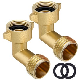 Twinkle Star Garden Hose Elbow Connector 90 Degree Brass Hose Elbow(2pcs) 3/4" Heavy Duty Hose Adapter with 2 O-rings Brass Garden Hose Elbow Solid Brass Adapter