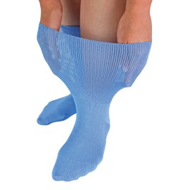 Dr.Socks Extra Wide Oedema Socks with Non Slip Grips Mens & Ladies | Bamboo Slipper Socks with Grippers for Swollen Legs Ankles & Feet (12-14, Blue)