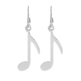 AeraVida Eighth Note .925 Sterling Silver Musical Note Dangle Necklace | Cute Sterling Silver Stud Earring for women | Eighth Note Stud Earrings | Stud Earrings