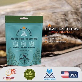 (50 Pack fire Starters) Backcountry Goat Fire Plugs | Fire Starters for Emergencies, Campfires, BBQ, Smokers, Fire Pits & Indoor Fire Places | 100% Waterproof Fire Starter | Natural & Eco Friendly