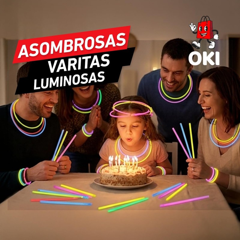 Glow Sticks para fiestas – Kit 90 barras + 90