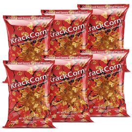 KrackCorn Caramel Popcorn - Sweet and Salty Gourmet Popcorn Snack - Gluten-Free, Non-GMO Caramel Corn Popcorn - Delicious Flavored Popcorn Treat for Family Parties, Movie Nights- Pack of 6