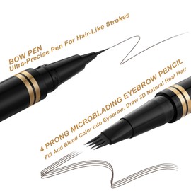 LAVONE 2-IN-1 Dual-ended Waterproof Eyebrow Pencil, 4 Tip Microblading Pen & Ultra-Precise Brow Pencil, Dual-ended Eyebrow Brush - Medium Brown