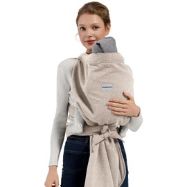 MISSWISDOM Baby Wrap Carrier, Adjustable Infant Carrier Wrap Newborn to Toddler(7-40lbs), All Seasons Baby Wearing Wrap One Size Fits All, Hands Free Kangaroo Infant Carriers, Beige