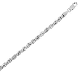 Verona Jewelers Sterling Silver Diamond-Cut Rope Chain Necklace 2MM, 2.5MM, 3MM- 925 Braided Twist Italian Necklace (22, 3MM)