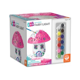 MindWare Paint Your Own Fairy Mushroom House Light - Craft Kit Includes 2 Tea Lights, Paint, Brushes and Instruction Guide