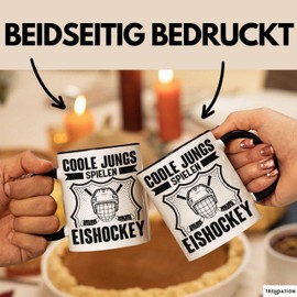 Ice Hockey Player Gift Cup Vintage Ice Hockey Retro Hockey Cool Boys Play Ice Hockey (Black)