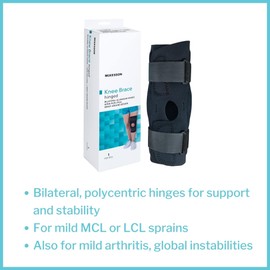 McKesson Knee Brace, Hinged/Open Patella/Open Popiteal, 3XL, 28 in to 30 1/2 in Circumference, 1 Count