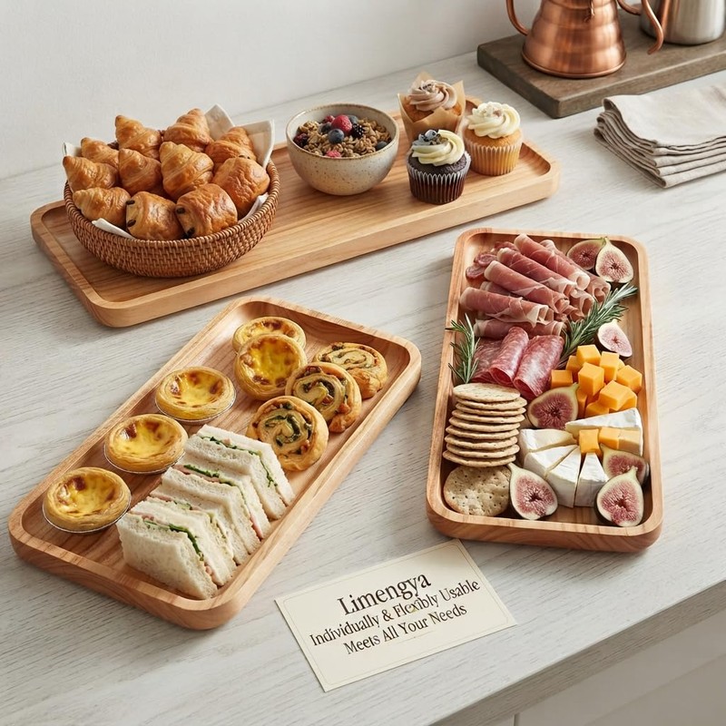 3 Tier Foldable Cupcake Stand, Rectangle Wooden Serving Tray, Farmhouse
