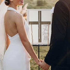 Three Strands Cord Wedding Unity Sign, Cross to Braid or Tie God's Knot - A Cord of Three Strands is Not Easily Broken - Handfasting Cord, 16 × 22" Unity White Cross Braid For Wedding Ceremony