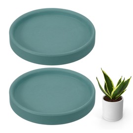 uxcell 2 Pcs Round Plant Saucers, 4 Inch Ceramics Plant Drip Trays for Pots, Heavy Duty Flower Pot Saucers for Indoors and Outdoors, Deep Green