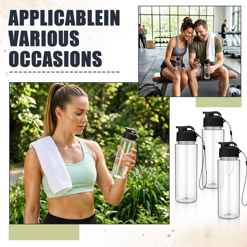 100 Pieces Reusable Plastic Water Bottles Bulk, Black