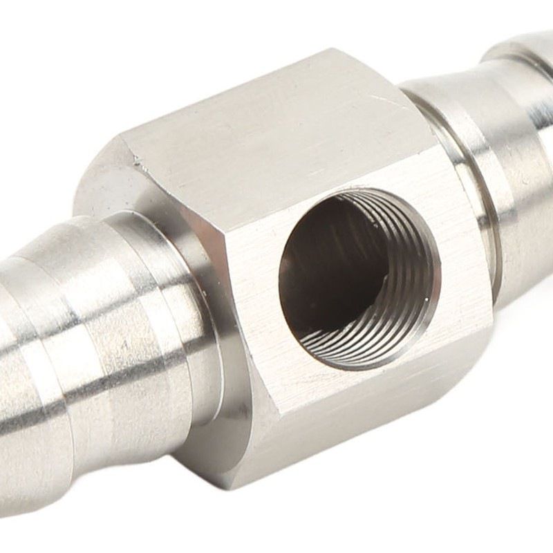 Fuel Line T Fitting Adapter 304 Stainless Steel Pressure Gauge