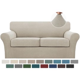 Turquoize 3 Piece Sofa Covers for 2 Cushion Couch Sofa Slipcover Soft Couch Cover for Dogs-Washable Sofa Furniture Covers with 2 Individual Cushion Covers, Feature Fabric (2 Cushion Sofa,Island Fossi)