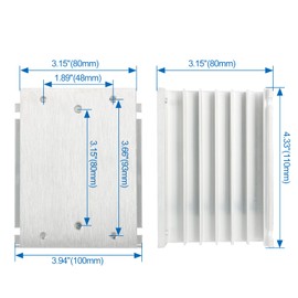 Baomain Heat Sinks Aluminum for 3 Phase Solid State Relay 10A-100A, 110mm x 100mm x 80mm
