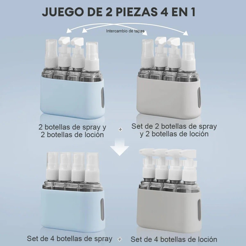 Botellas De Viaje De Set Articulos De Tocador Silicona 8pcs
