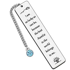 HULALA Best Auntie Bookmark Gifts for Aunty Aunt Birthday Christmas from Niece Nephew I Am As Lucky As Can Be Because The Best Auntie in The World Belongs to Me