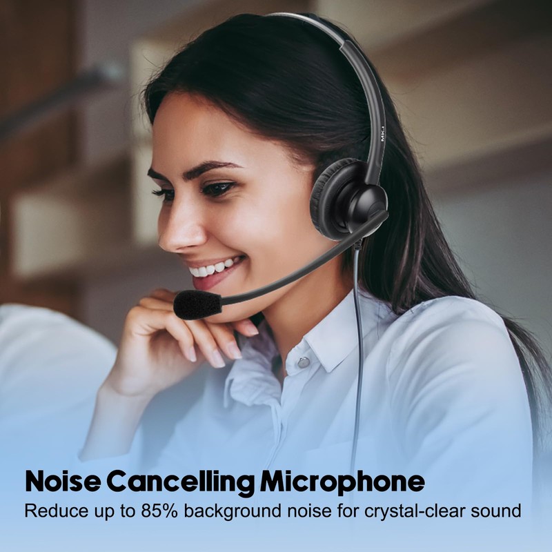 MKJ Cisco Headset for Office Phone Corded RJ9 Dual Ear