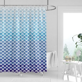 Tennove Shower Curtain Mould Resistant 180x200cm Drop Geometric Blue Bathroom Curtain Waterproof Polyester Fabric Wet Room Bathtub Shower Curtain,Weighted Hem,Quick Dry