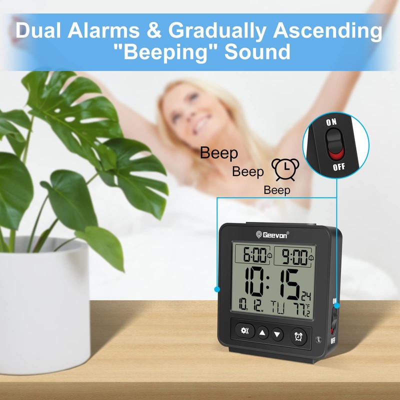 Geevon Small Atomic Travel Alarm Clock with Auto/8s Backlight, 2