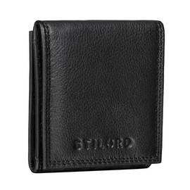 STILORD 'Cody' Mini Leather Vintage Wallet for Men Women Genuine Leather, black, coin purse