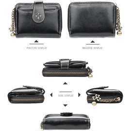 Small Wallet for Women Mini Leather Cash Wallets Zip Bifold Goth Purse Vintage Wallet Grunge Coin Pocket (Pink)