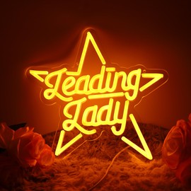 NewbeePlus Leading Lady Neon Sign for Women, Girls Room, Vanity, Bedroom Wall Decor,Inspirational Yellow Star Shaped LED Neon Light Sign Gift for Her
