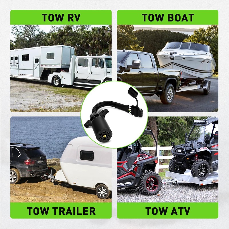 WOLFWILL 7 Way Blade to 4 Way Flat Trailer Adapter,