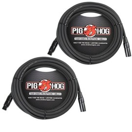 Pig Hog XLR - Paquete de 2 cables de micrófono de grado turístico de 25 pies
