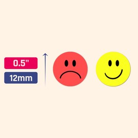 6000 Pieces - 1/2" Smiling Happy Sad Face Behavior Emotion Stickers, Red/Yellow