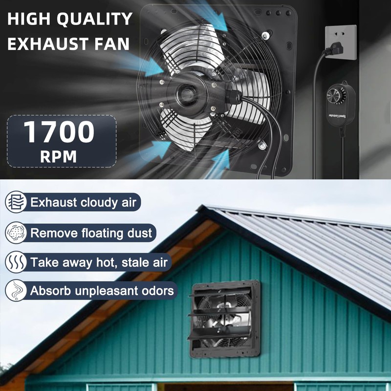 Criditpid 10 Inch Shutter Exhaust Fan with Speed Controller Switch,
