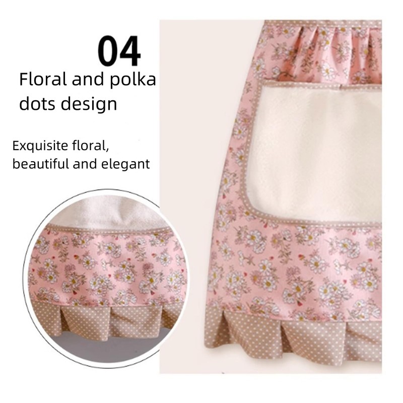 3 Pieces Aprons for Women with Pockets, Floral Kitchen Cooking