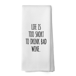 Mcehtle - Divertidas toallas de cocina sarcásticas, decoración de bar de vinos, regalos humorísticos para mujeres, regalos de amantes del vino, toallas de mano para baño, la vida es demasiado corta