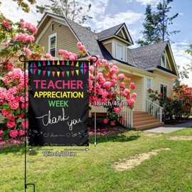 Thank You Teachers Teachers Appreciation Week Garden Flag Double Sided Vertical Outdoor Decorative Yard Sign Welcome Banner For Home Lawn Patio 12"X18"