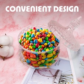 Aynaxcol 2Pcs Glass Candy Storage Box Clear Sugar Dish With Lid Crystal Covered Candy Jar, 2pcs Candy Storage Food Container Jar for Buffet Container Holder Home Office Desk