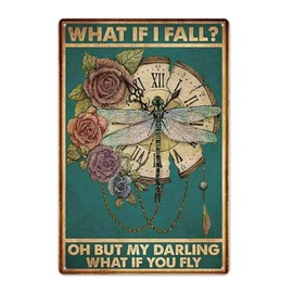 Fmcmly What If I Fall？Oh But My Darling What If You Fly Vintage Metal Tin Signs Home Bar Kitchen Hotel Office Bedroom Living Room Cafes Wall Decor 8x12 Inch