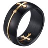JewelryWe 8 mm Men's Ring Black Cross Removable Stainless Steel