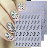 6 Sheets Musical Note Nail Art Stickers Gold Silver Black