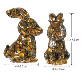 mookaitedecor Tiger’s Eye Crystal Rabbit Figurine Ornament Home Good Luck Decor, Resin Healing Crystal Animal Bunny Sculpture Gift Stone Statue Brown Bedroom Decor Easter Bunny Decoration