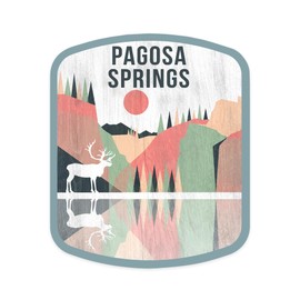 Die Cut Sticker Pagosa Springs, Colorado, Elk, Geometric Opacity, Contour Vinyl Sticker 1 to 3 inches (Waterproof Decal for Cars, Water Bottles, Laptops, Coolers), Small