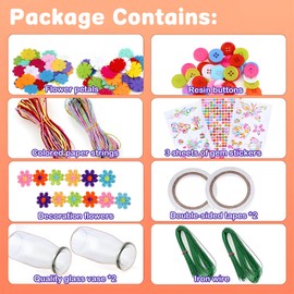 DxxD Arts and Craft Craft Kits for Kids Poke-in Art Gifts for 4 5 6 7 8 Year Old, Flower Pressing Kitfor Girls, Build DIY Toys Make Your Own Flower Bouquet with Button and Felt