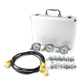 IMELBUFF Hydraulic Pressure Test Kit 25/40/60Mpa, 3 Gauges 11 Couplings 3 Test Hoses, Hydraulic Pressure Gauge Kit for Excavator Tractors Construction Machinery