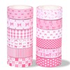 Sanixin 12 Rolls Pink Bow Washi Tape Set Bowknot Plaid
