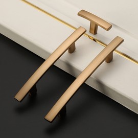 Amerdeco 10 Pack Champagne Bronze Cabinet Knobs Single Hole Cabinet Handles 2 Inch Solid Zinc Alloy Cupboard Gold Drawer Knobs Kitchen Cabinet Knobs T Bar Hardware ZH0003