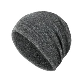 TAGVO Winter Knit Beanies Hats for Men and Women, Double Layer Stretchy Soft Warm Fleece Lined Slouchy Hats, Cold-Proof Beanie Hat Outdoor Sports Hat Dark Grey